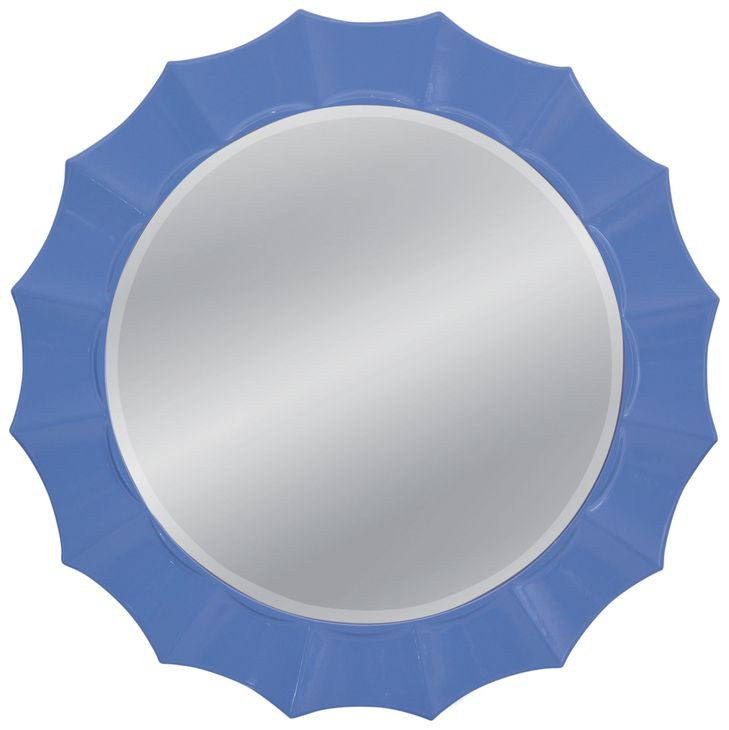 Altair Light Blue Round Wall Mirror