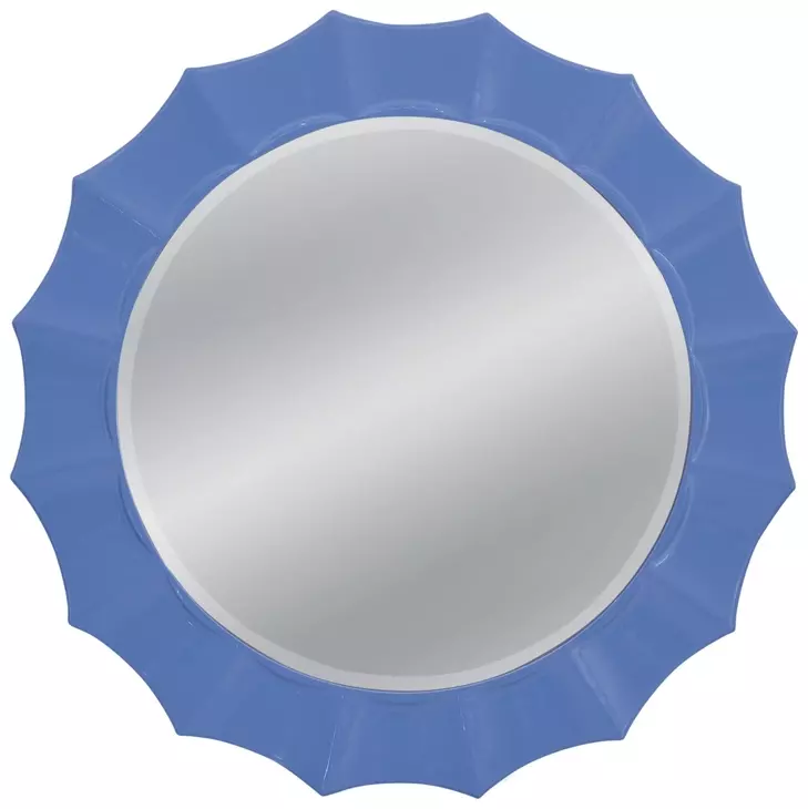 Altair Light Blue Round Wall Mirror