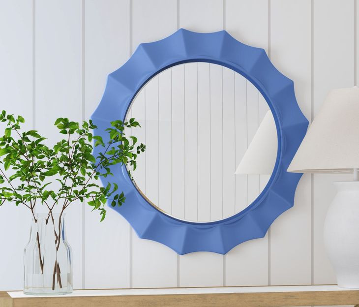 Altair Light Blue Round Wall Mirror