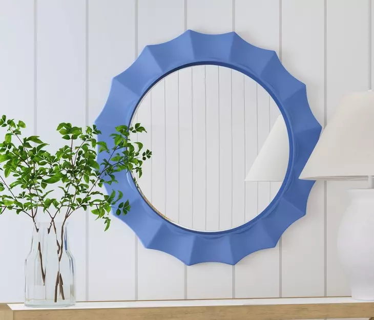 Altair Light Blue Round Wall Mirror