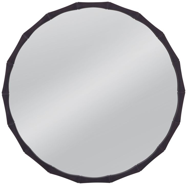Evageline Charcoal Gray Round Wall Mirror
