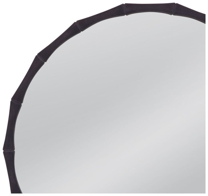 Evageline Charcoal Gray Round Wall Mirror