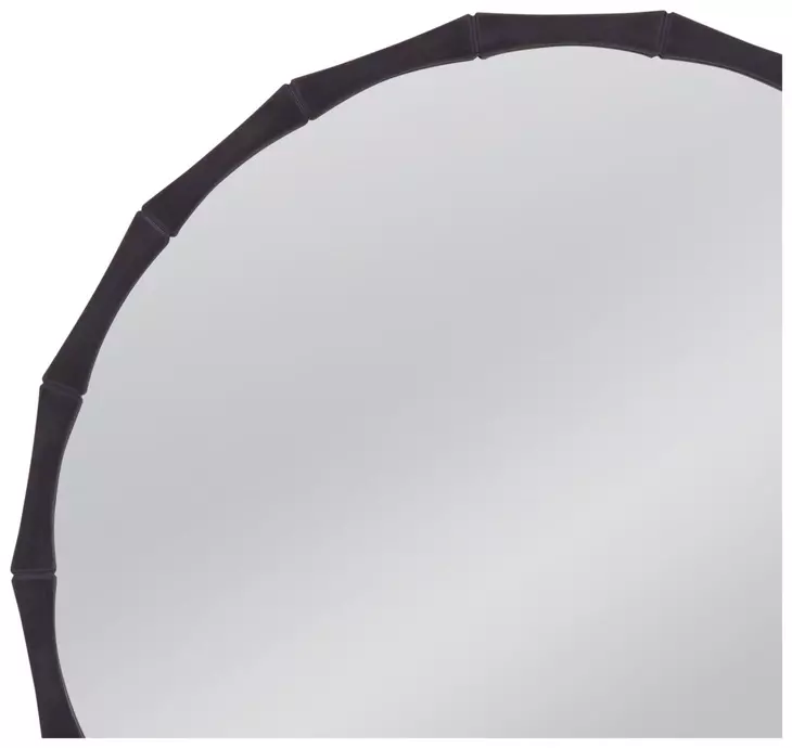 Evageline Charcoal Gray Round Wall Mirror