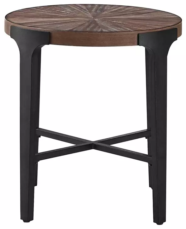Chevron Brown Round End Table