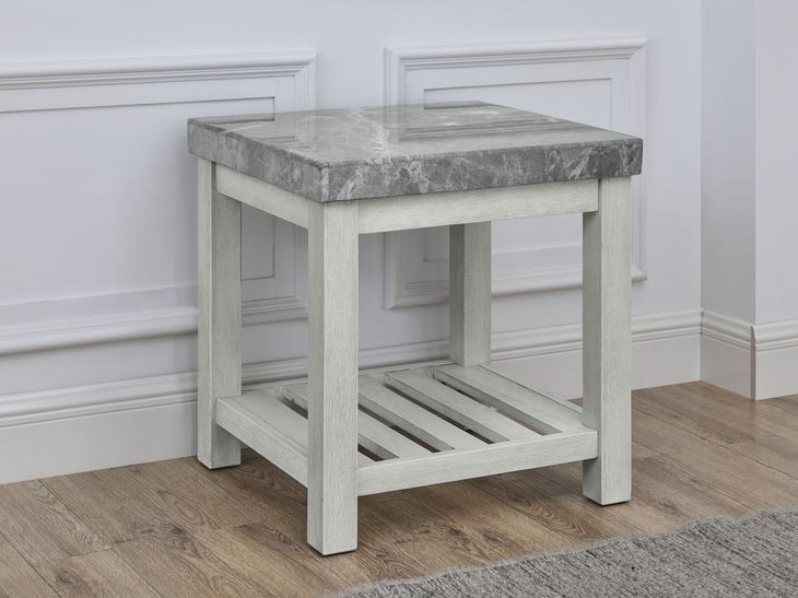 Canova Gray Rectangular Marble Top End Table