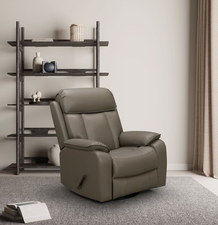 Mac Lynn Smokey Gray Leather Swivel Glider Recliner