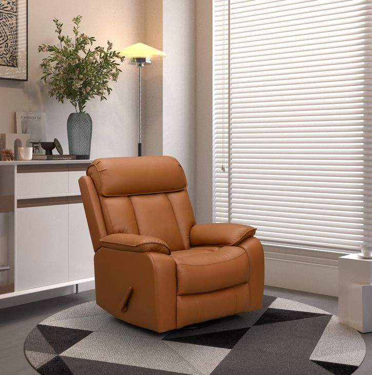 Mac Caleigh Sand Leather Swivel Glider Recliner