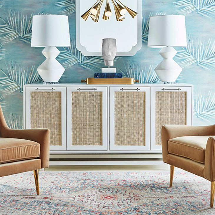 Macon Matte White and Silver Lacquer 4 Door Cabinet