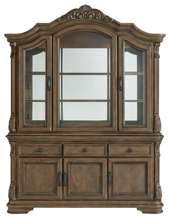 Denali Walnut 5 Door Server and Hutch with LED