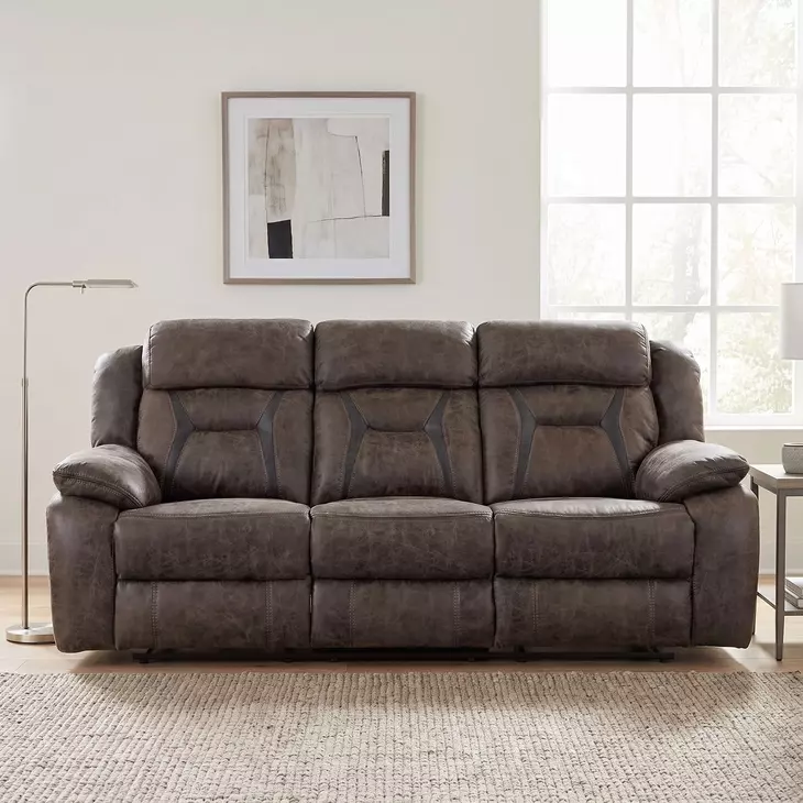 Madrona Dark Brown 85" Double Reclining Sofa