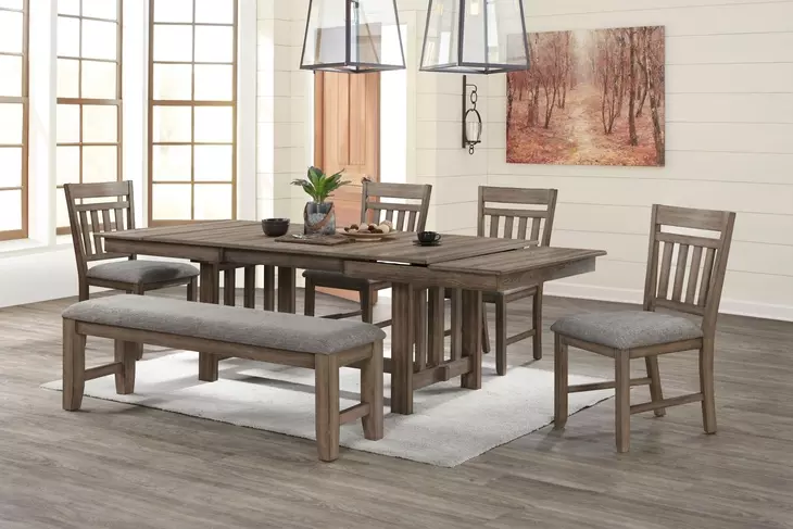 Harrisburg Walnut Brown Extendable Rectangular Dining Room Set