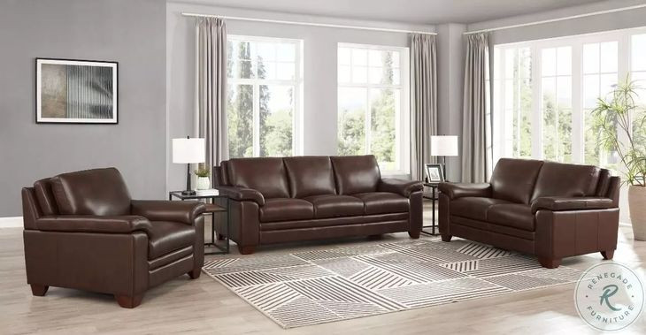 Ironvale Chestnut Leather Living Room Set