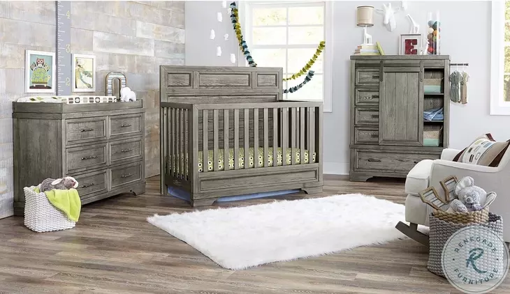 Foundry Brushed Pewter Flat Top Convertible Standard Crib