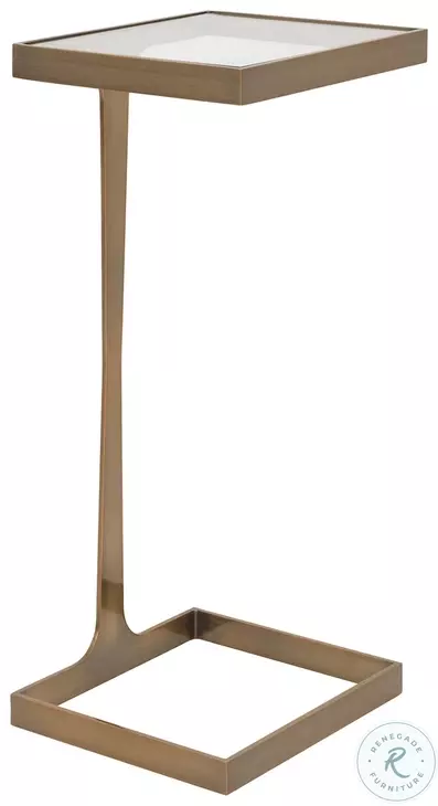 Maisel Antique Brass Glass Top Square Cigar Table