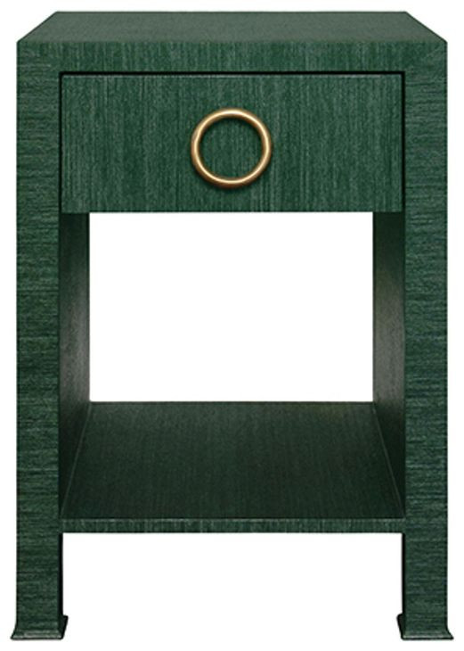 Malcolm Dyed Green Grasscloth Rectangular 1 Drawer Side Table