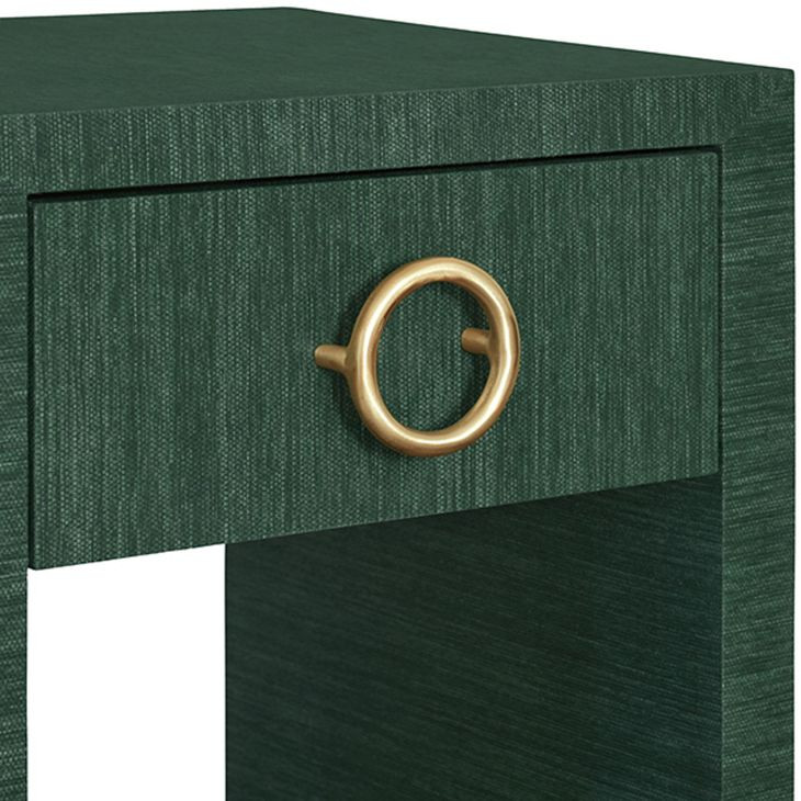Malcolm Dyed Green Grasscloth Rectangular 1 Drawer Side Table