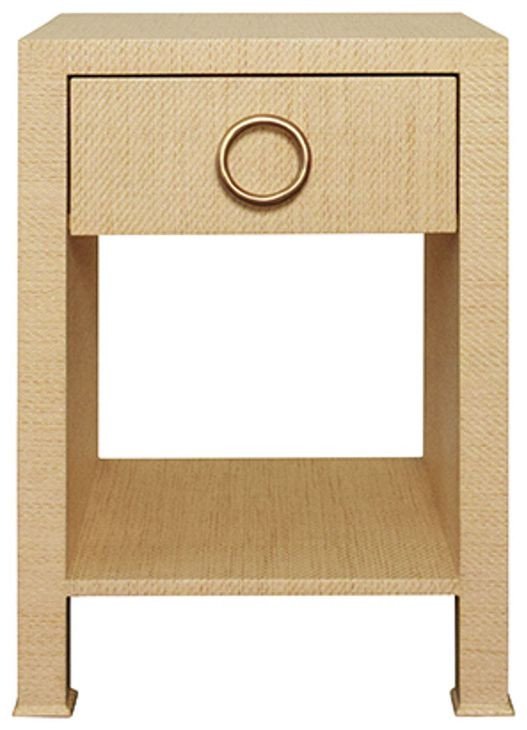 Malcolm Natural Grasscloth Rectangular 1 Drawer Side Table