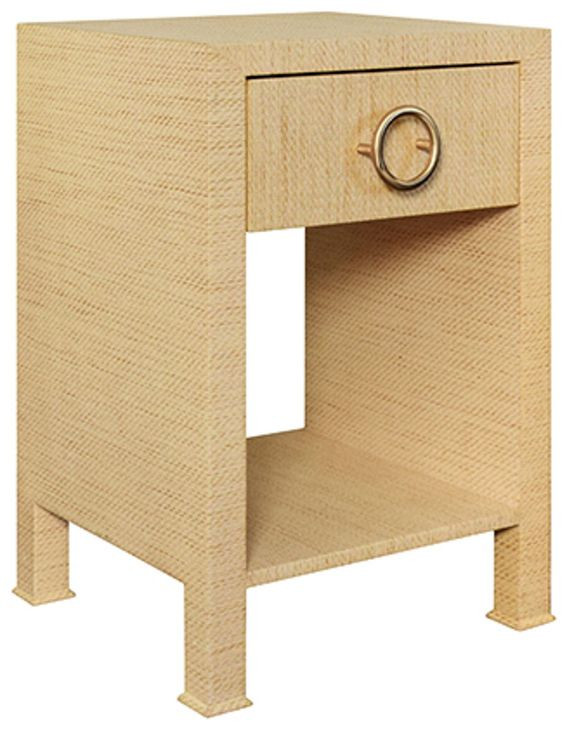 Malcolm Natural Grasscloth Rectangular 1 Drawer Side Table