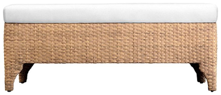 Maldives Brown and White Performance Fabric 50" Bench