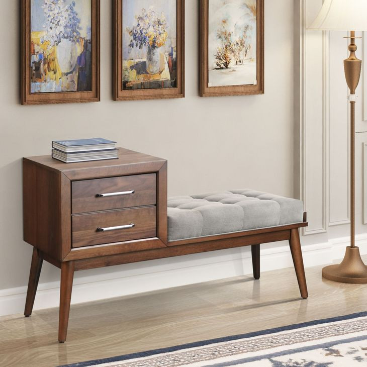 Zuma Gray Upholstered Bench