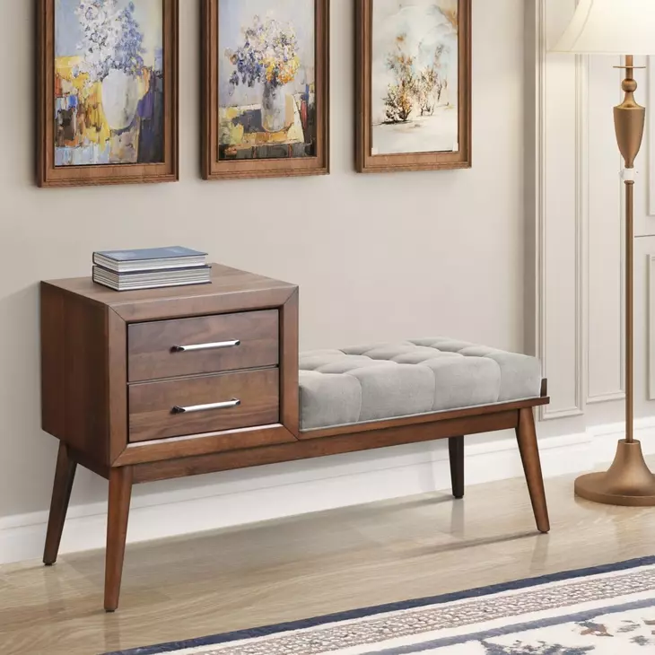 Zuma Gray Upholstered Bench