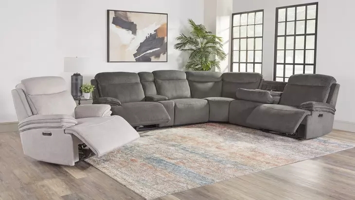 Alpine Airy Midnight 6 Piece Modular Power Reclining Sectional