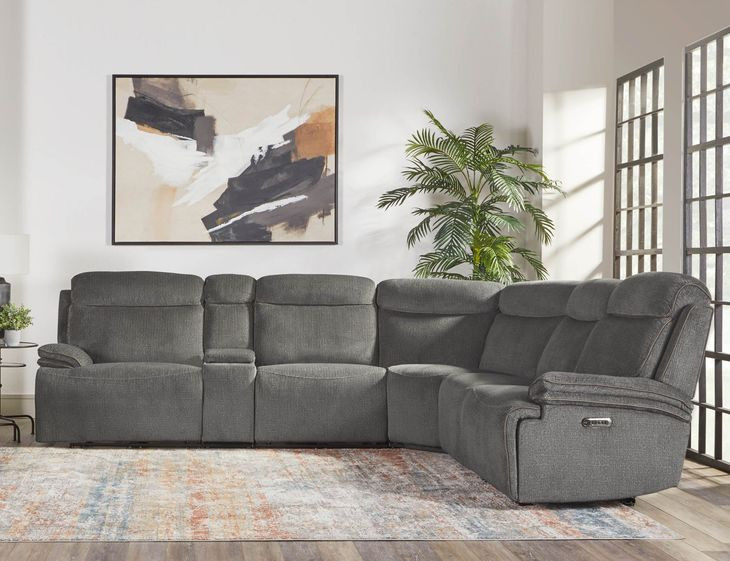 Alpine Airy Midnight 6 Piece Modular Power Reclining Sectional
