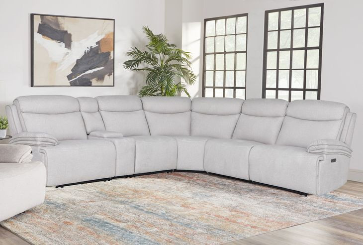 Alpine Airy Snow 6 Piece Modular Power Reclining Sectional