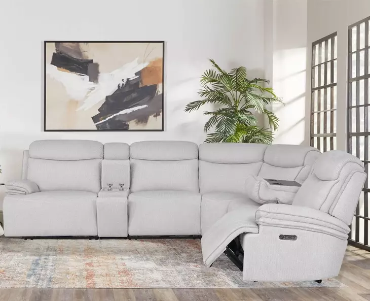 Alpine Airy Snow 6 Piece Modular Power Reclining Sectional