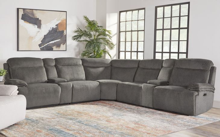 Alpine Airy Midnight 7 Piece Modular Power Reclining Sectional