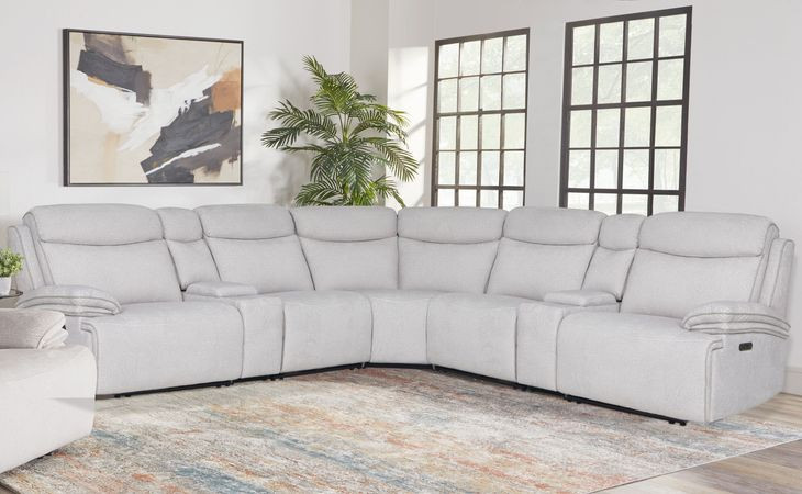 Alpine Airy Snow 7 Piece Modular Power Reclining Sectional