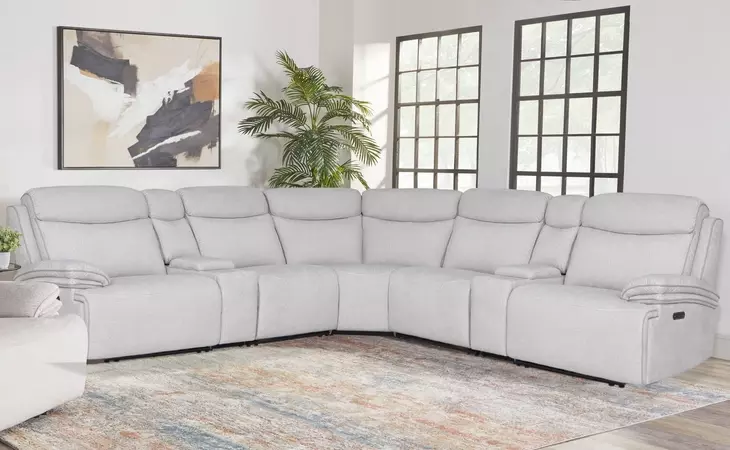 Alpine Airy Snow 7 Piece Modular Power Reclining Sectional
