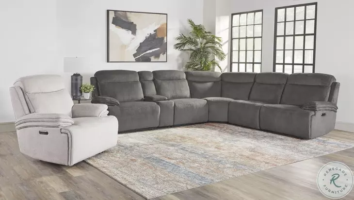 Alpine Airy Midnight Modular Power Reclining Sectional