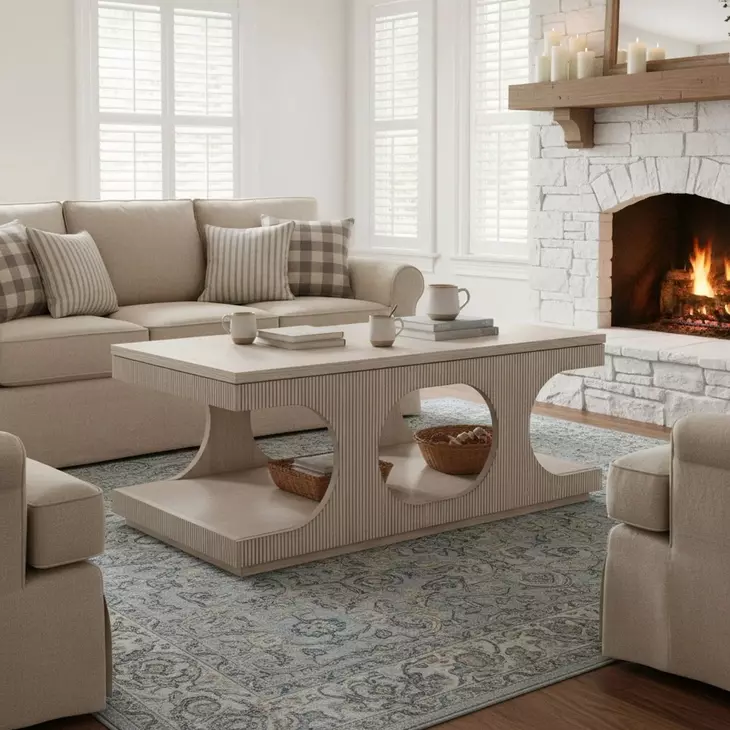 Manhattan Valley Dusty Rose Rectangular Coffee Table