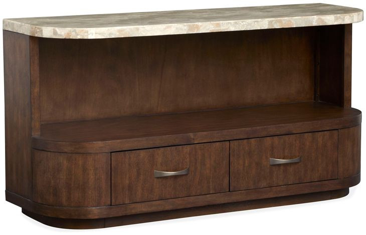 Mcpherson Burnt Umber Demilune Marble Top Sofa Table