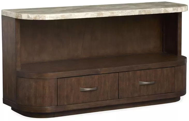 Mcpherson Burnt Umber Demilune Marble Top Sofa Table