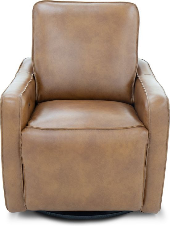 Mara Fresco Honey Leather Zero Wall Swivel Power Recliner