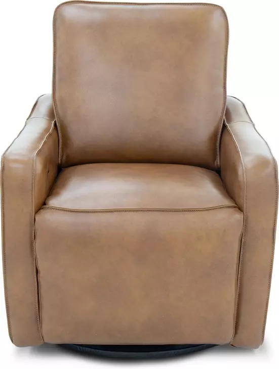 Mara Fresco Honey Leather Zero Wall Swivel Power Recliner