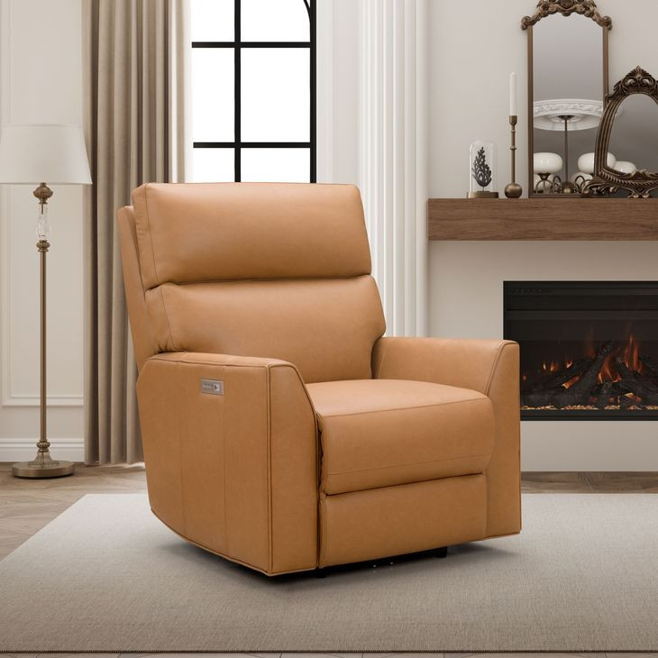 Marah Santa Fe Brandy Leather Big and Tall Power Recliner with USB Charging