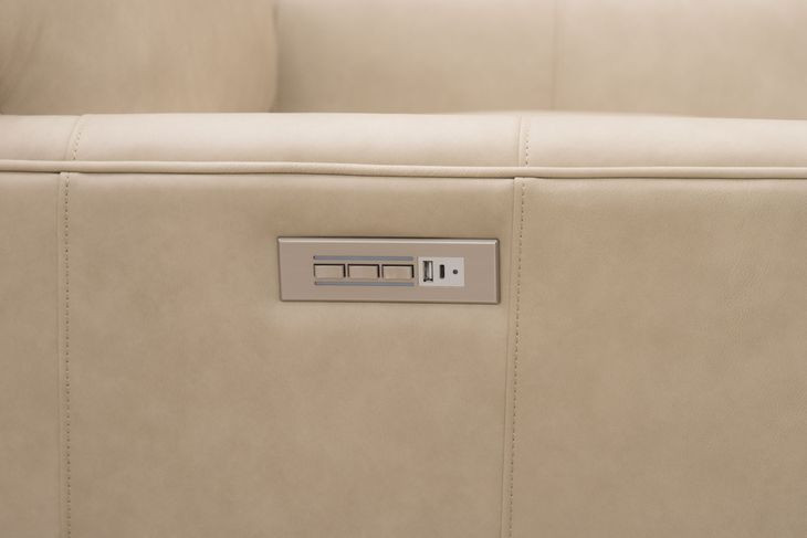 Marah Cashmere Stone Leather Big and Tall Power Recliner with USB Charging