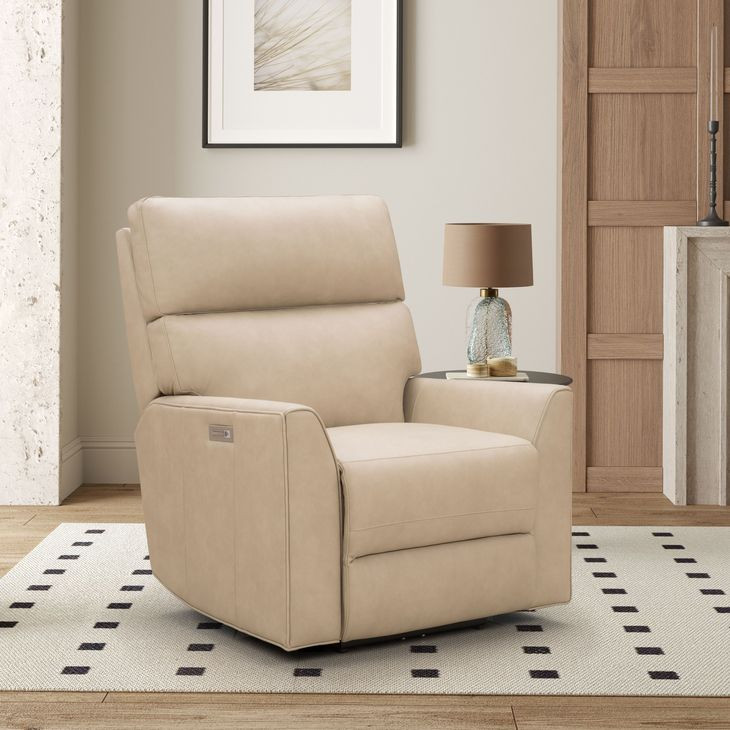 Marah Cashmere Stone Leather Big and Tall Power Recliner with USB Charging