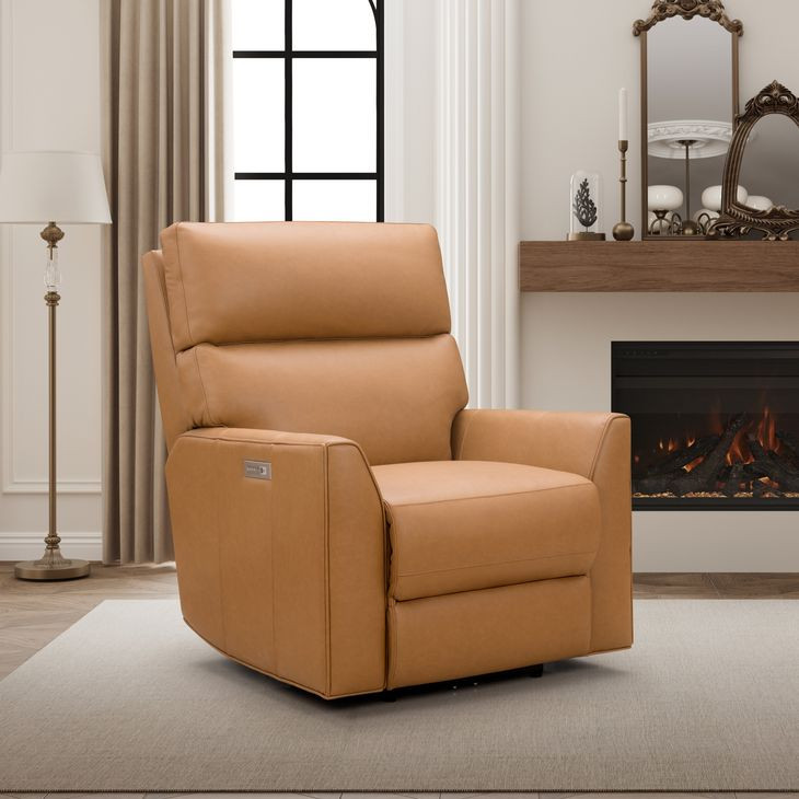 Marah Santa Fe Brandy Leather Triple Power Recliner with USB Charging