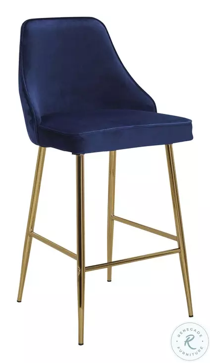 Marcel Blue Velvet Counter Height Stool Set Of 2