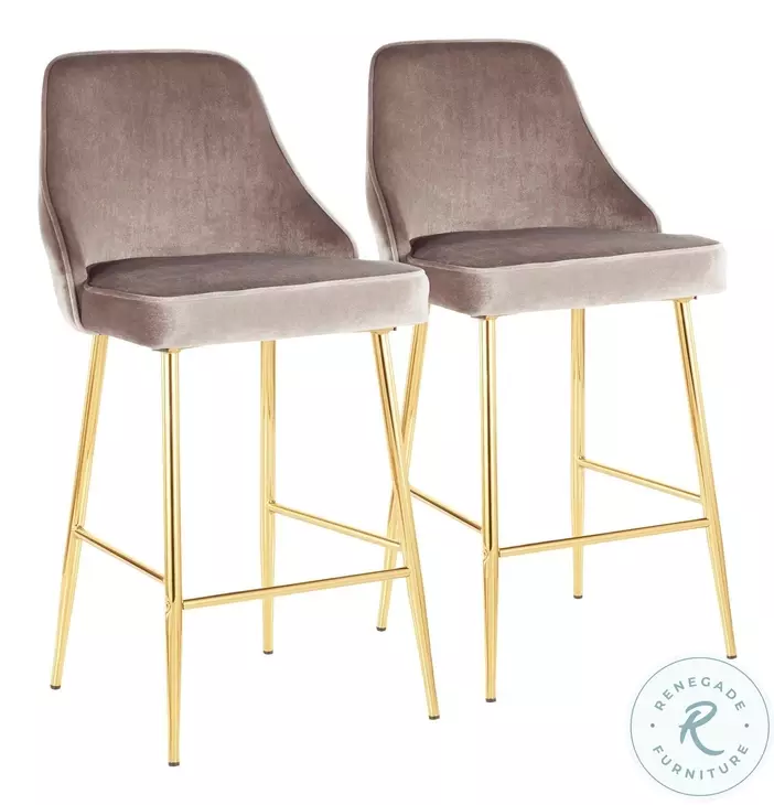 Marcel Silver Velvet Counter Height Stool Set Of 2