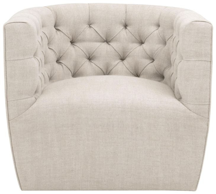 Marcel Beige Upholstered Swivel Club Chair
