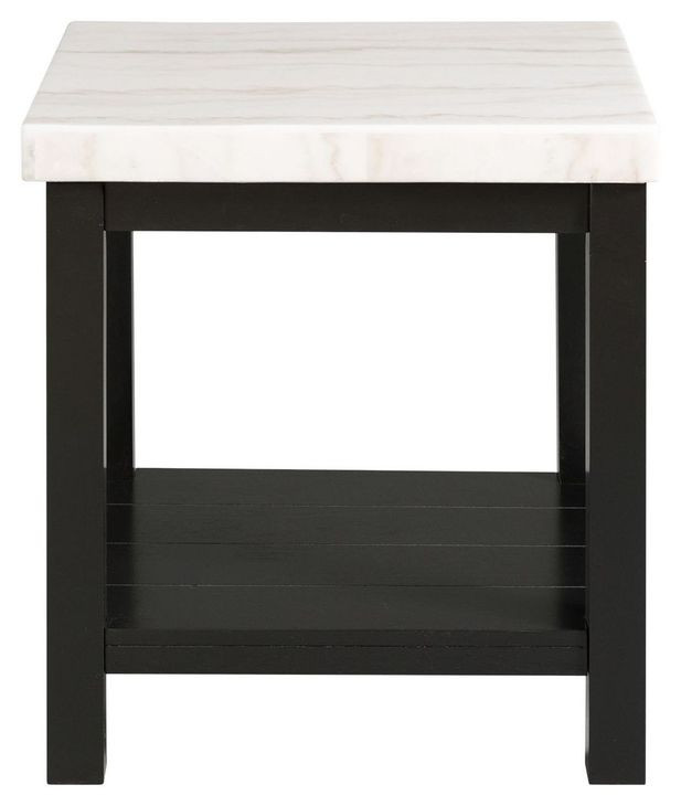 Evie White and Black Square Marble Top End Table