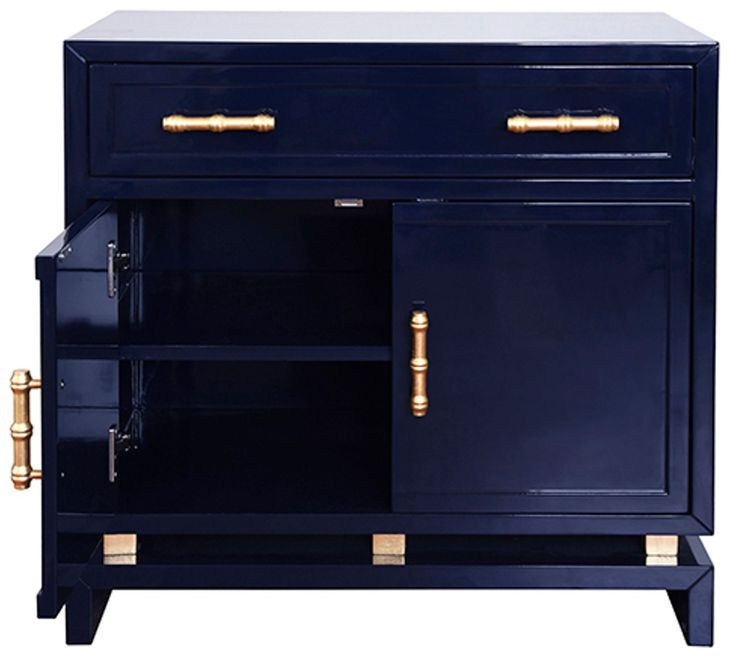 Marcus Black Navy Lacquer 2 Door Cabinet