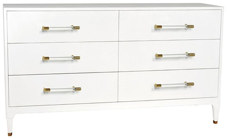 Maren Textured White Linen 6 Drawer Dresser