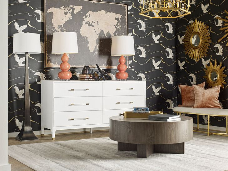 Maren Textured White Linen 6 Drawer Dresser