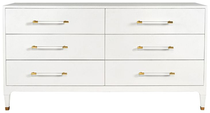 Maren Textured White Linen 6 Drawer Dresser